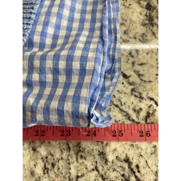 Talbots Sweater Womens M Blue Knit Gingham Hem Pima Cotton Phoebe Buffay - Picture 8 of 8